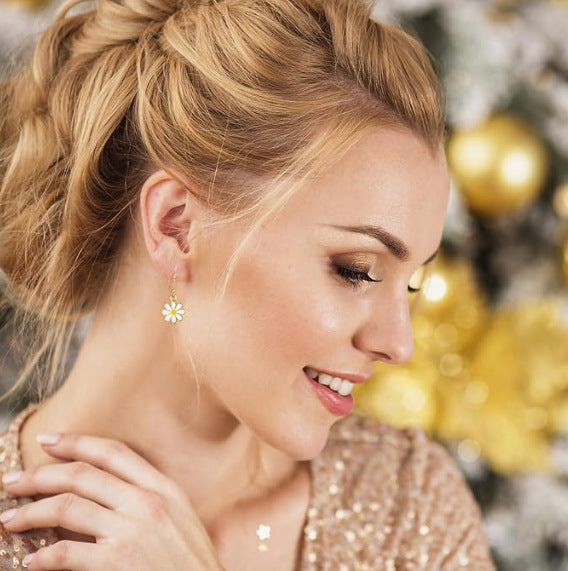 Sweet Floral Gold Plated Alloy Earrings for Women