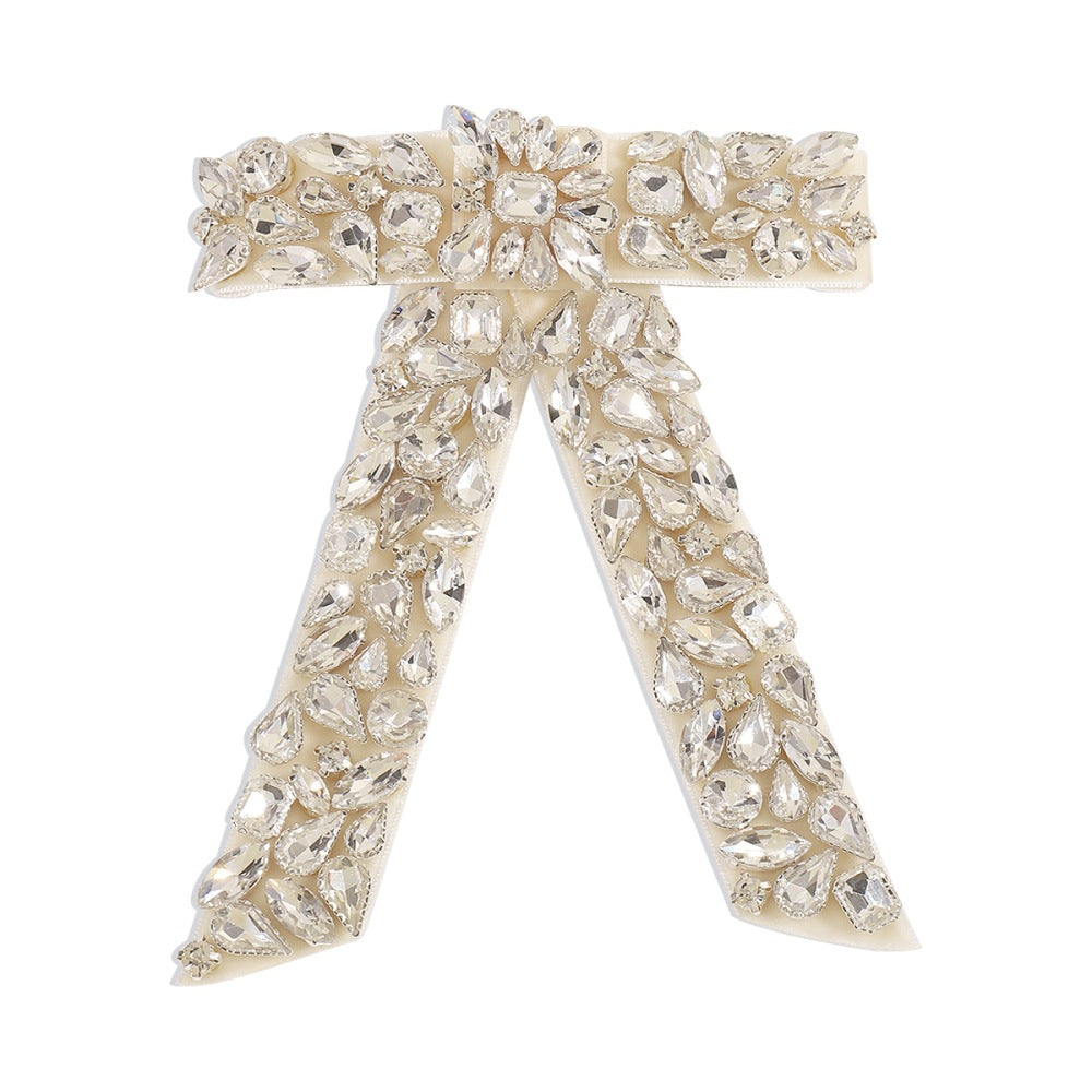 Chic Bow-Shaped Rhinestone Hair Clip with Spring Mechanism for Women