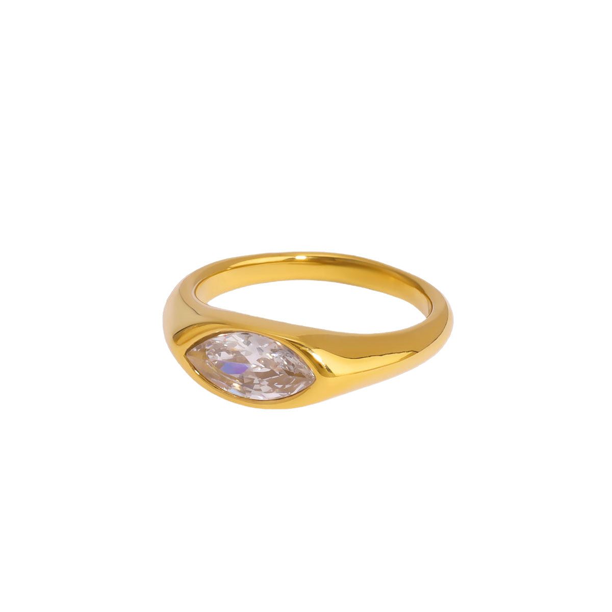 Anello minimalista geometrico in acciaio inossidabile con intarsio di zirconi e finitura placcata per uomo e donna