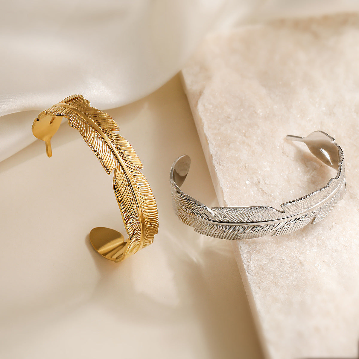 Fashion Vintage Micro-Set Irregular Open Cuff Bracelet 18K Gold Plated Stainless Steel for Women
