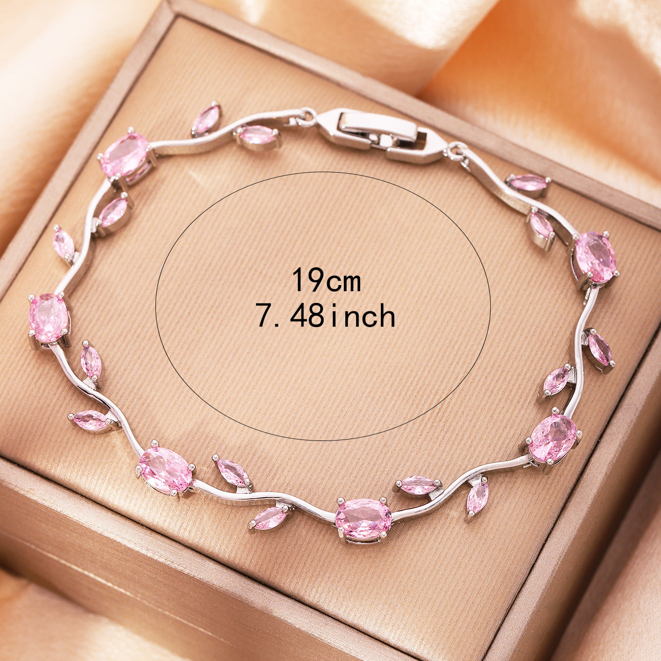 Luxury Gold Plated Brass Leaf Bracelet with Cubic Zirconia Inlay Unisex Floral Design