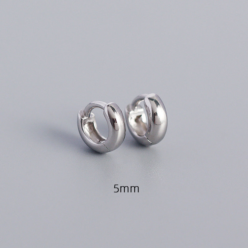 Minimalist Geometric Shiny Silver Hoop Earrings in 925 Sterling Silver with Plated Finish