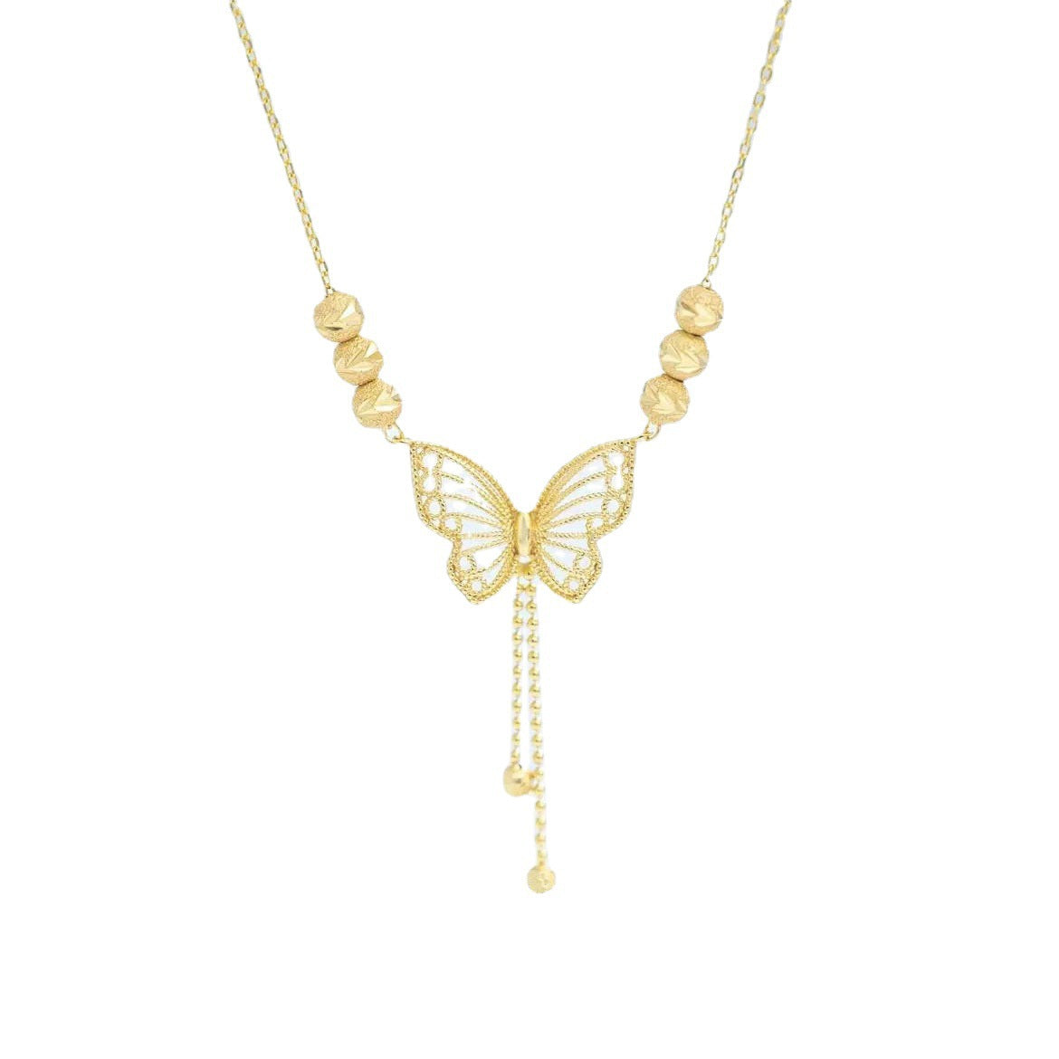 Original Design Butterfly Pendant Titanium Steel Plated Delicate Clavicle Necklace for Women with Flowing Tassels