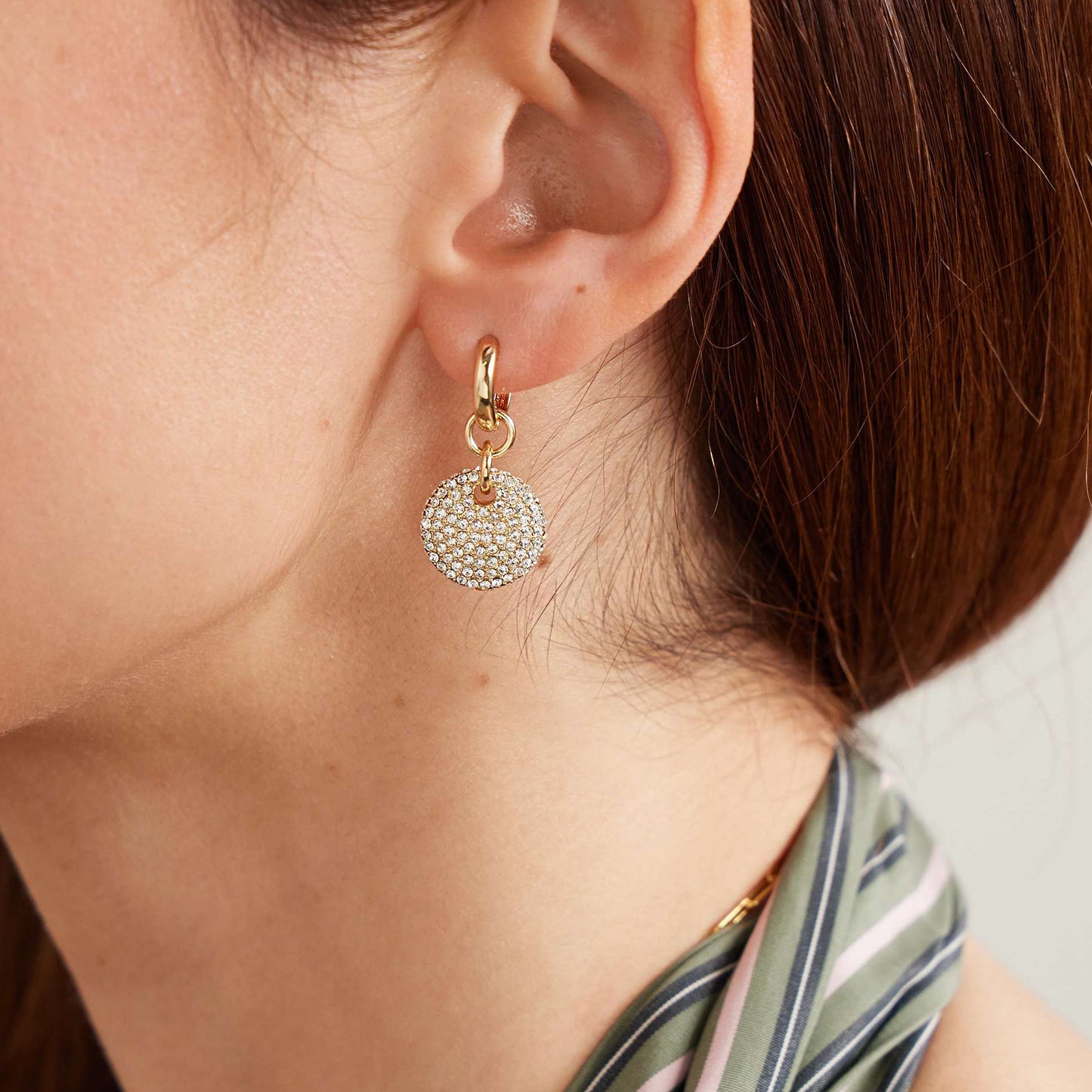 Orecchini da donna geometrici in acciaio inossidabile con intarsio in strass, gioielli di moda minimalisti elettroplaccati