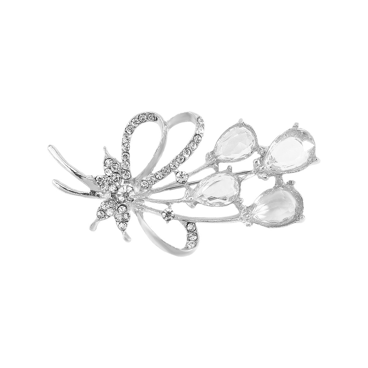 Elegant Geometric Brooch for Women and Men, Alloy with Rhinestone Inlay, Luxury Minimalist Fashion Accessory for Fall and Winter
