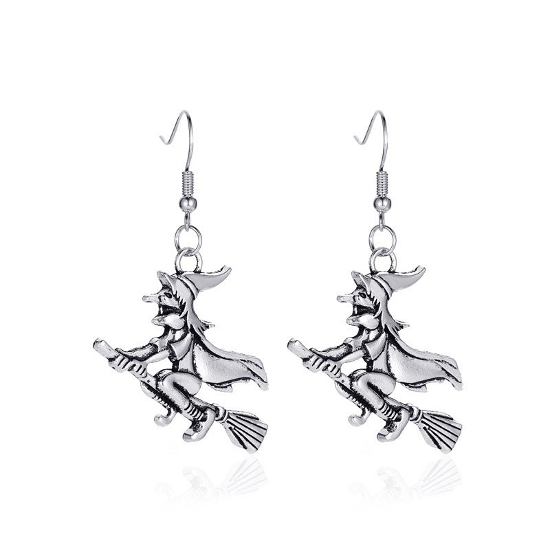 Pendientes de aleación con diseño de calabaza y calavera, estilo punk, chapados en oro, para mujer, temáticos de Halloween