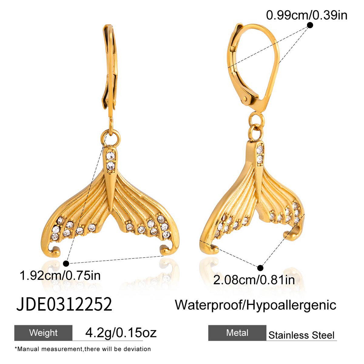 Minimalist Elegant Rhinestone Inlaid Titanium Steel Teardrop Pendant Stainless Steel Necklace and Earring Set for Women