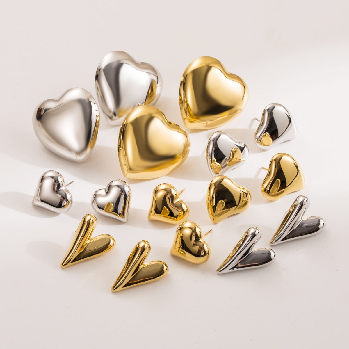 Pendientes de acero inoxidable con forma de corazón, dulces y atrevidos, con baño de oro de 18 quilates para mujer