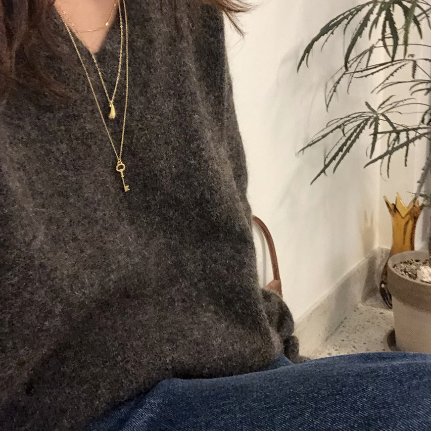 Collar con colgante geométrico en forma de cruz con llave de plata de ley 925 chapada en oro vintage para mujer