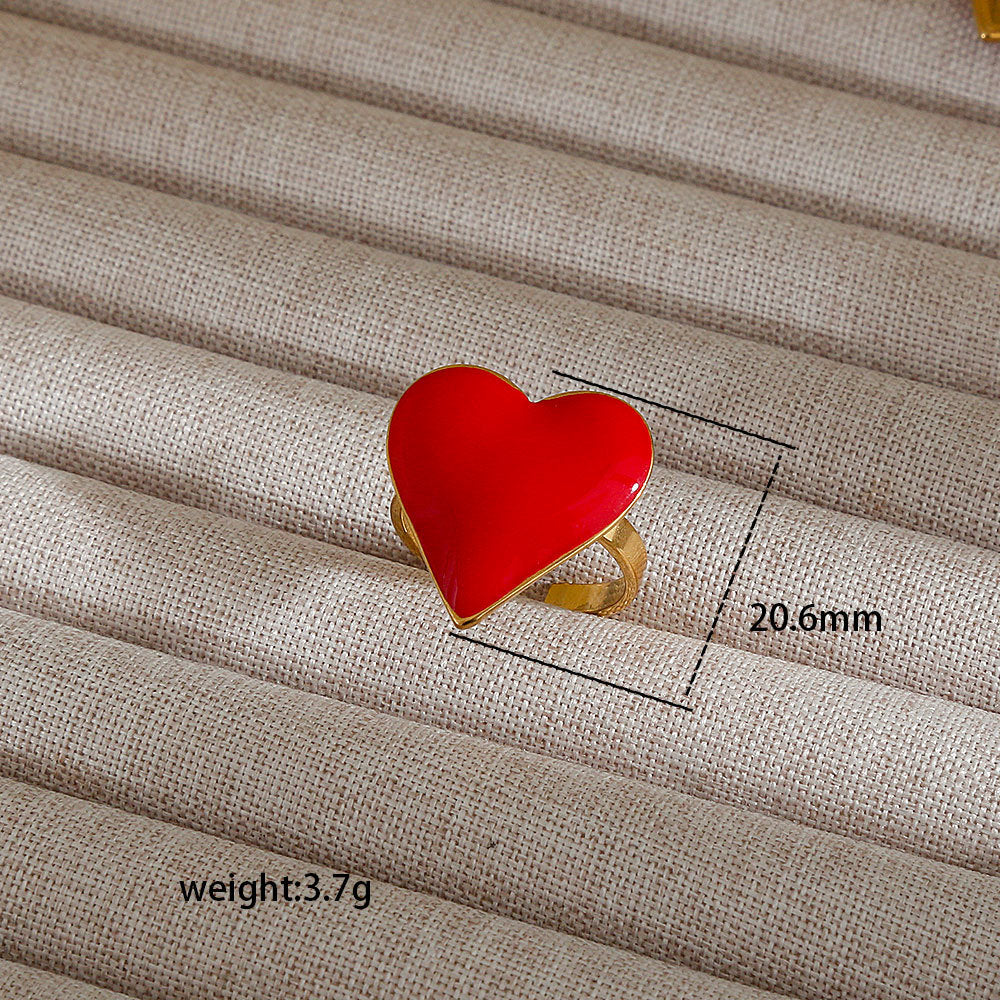 Anillo Ajustable de Acero de Titanio con Forma de Corazón Minimalista para Mujer con Acabado Chapado, Diseño Elegante y Versátil