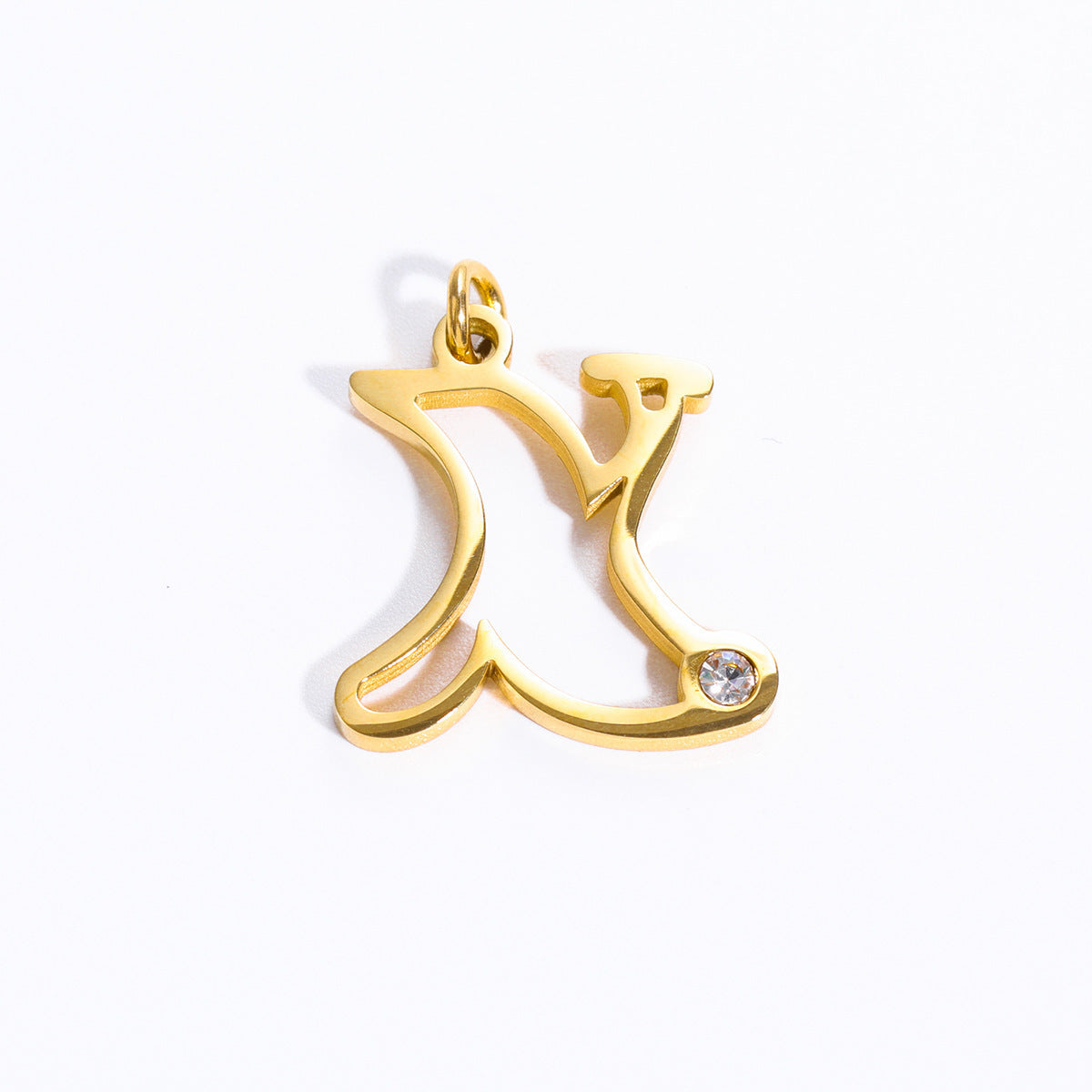 Sweet Stainless Steel Letter Pendant Necklace with Pearl and Cubic Zirconia
