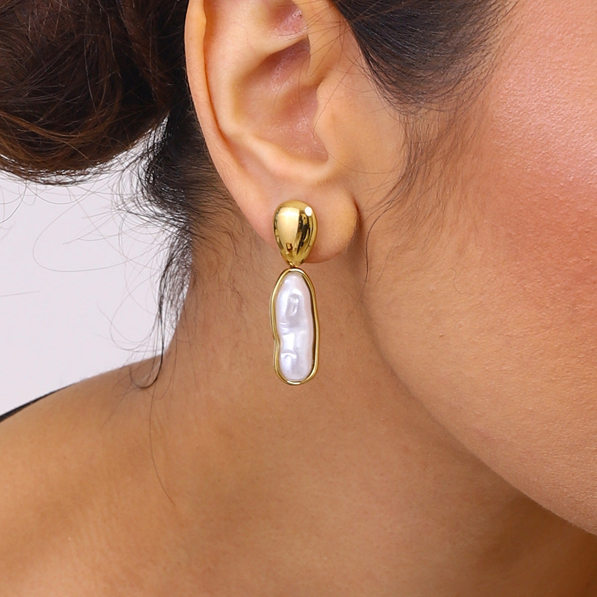 Orecchini a perno geometrici in acciaio inossidabile con finitura galvanica per donna, di lusso, alla moda, da indossare tutti i giorni