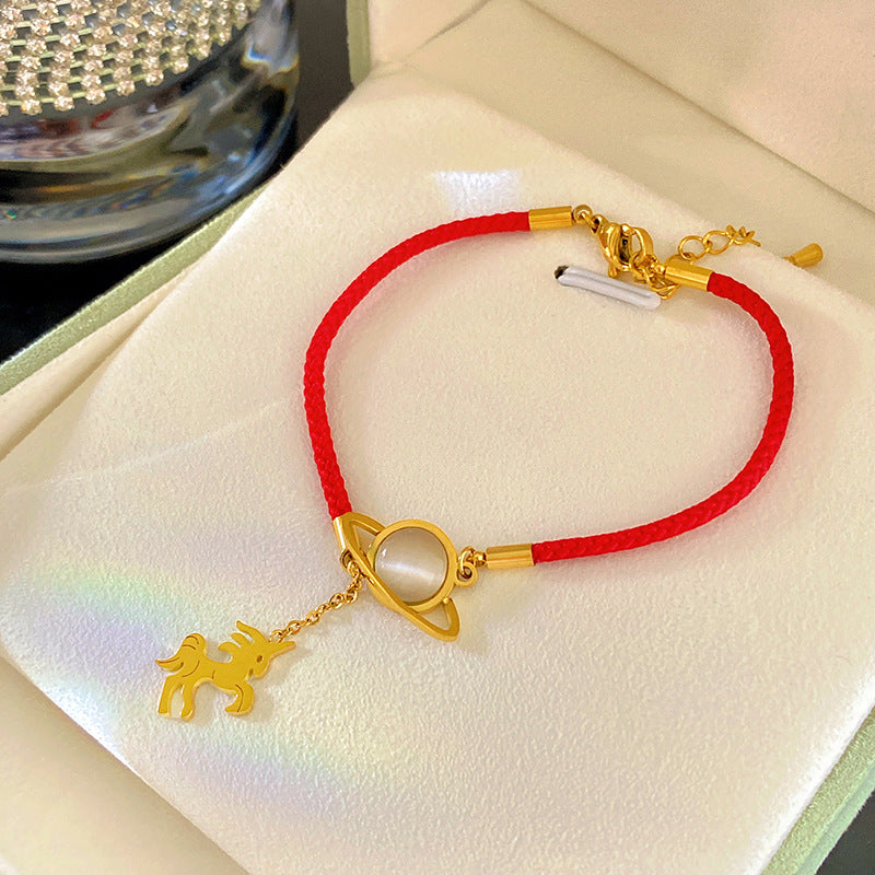 Luxury Elegant Animal Planet Tassel Titanium Steel Bracelet
