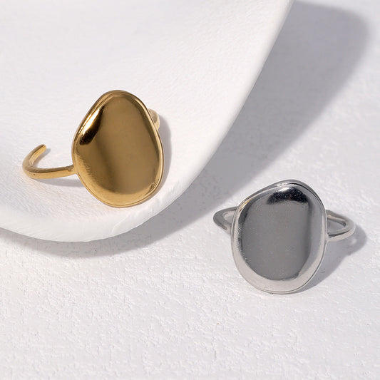 Minimalist Geometric Stainless Steel Open Ring for Women with Plated Finish