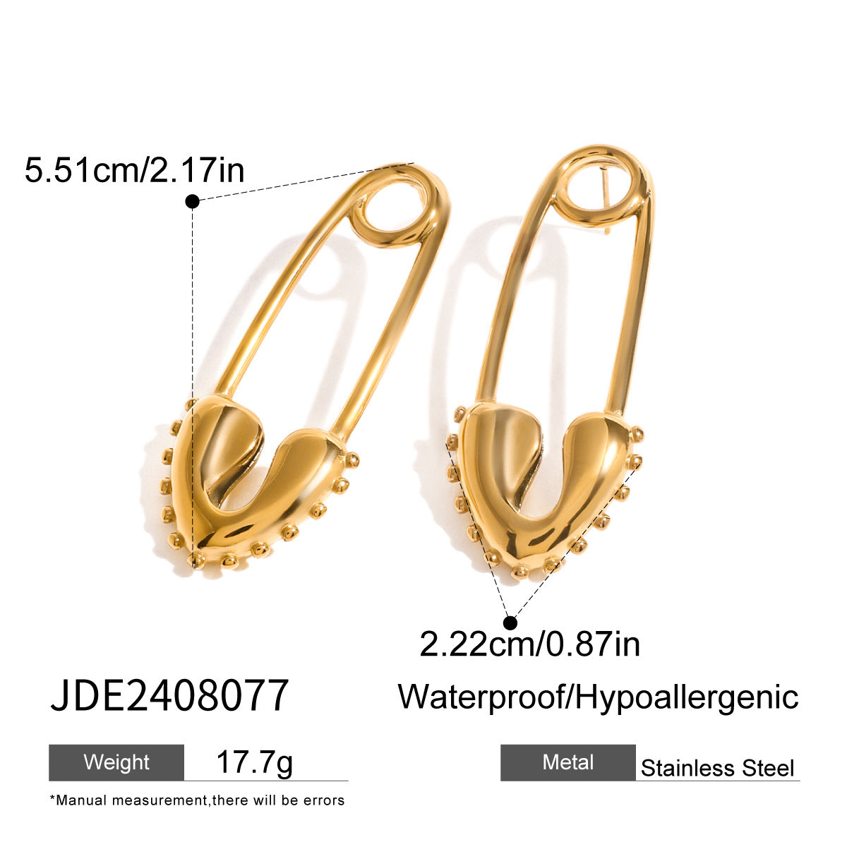 18K Gold Plated Heart Stainless Steel Earrings