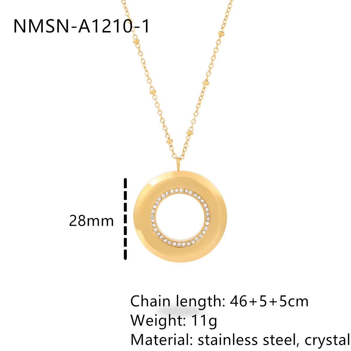 Minimalist 18K Gold Plated Geometric Round Stainless Steel Pendant Necklace Unisex DIY Charm Bar