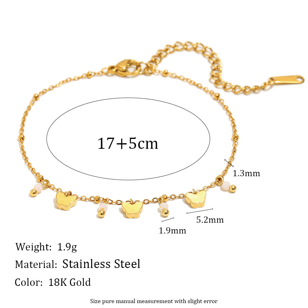 Fashionable OL Style Geometric Stainless Steel Plated 18K Gold Tassel Bracelet for Women