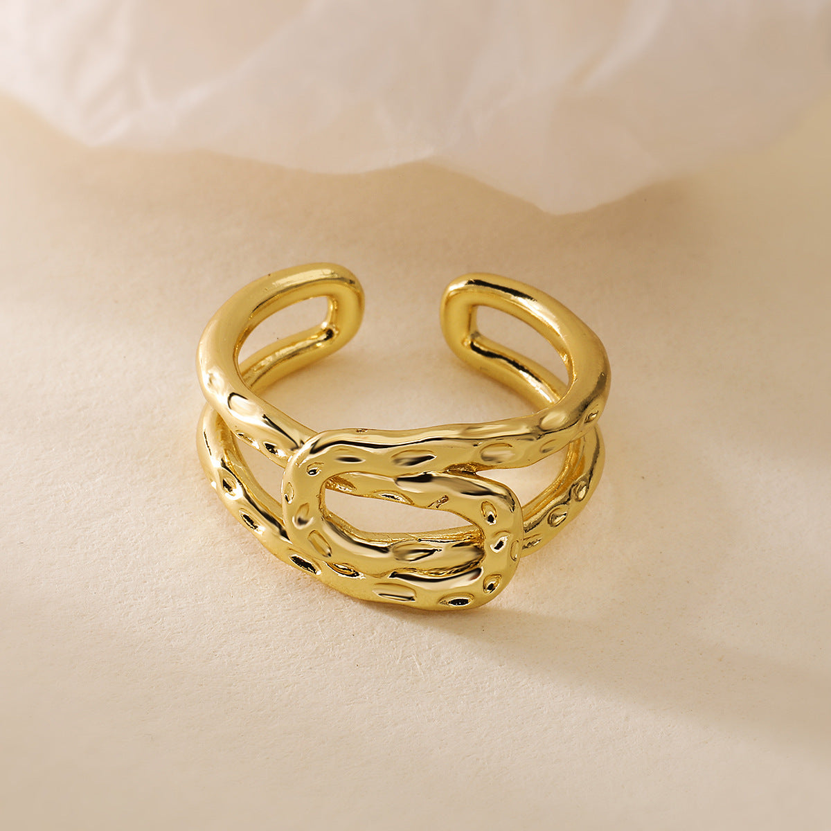 Anello aperto geometrico minimalista in rame placcato oro 18K da donna