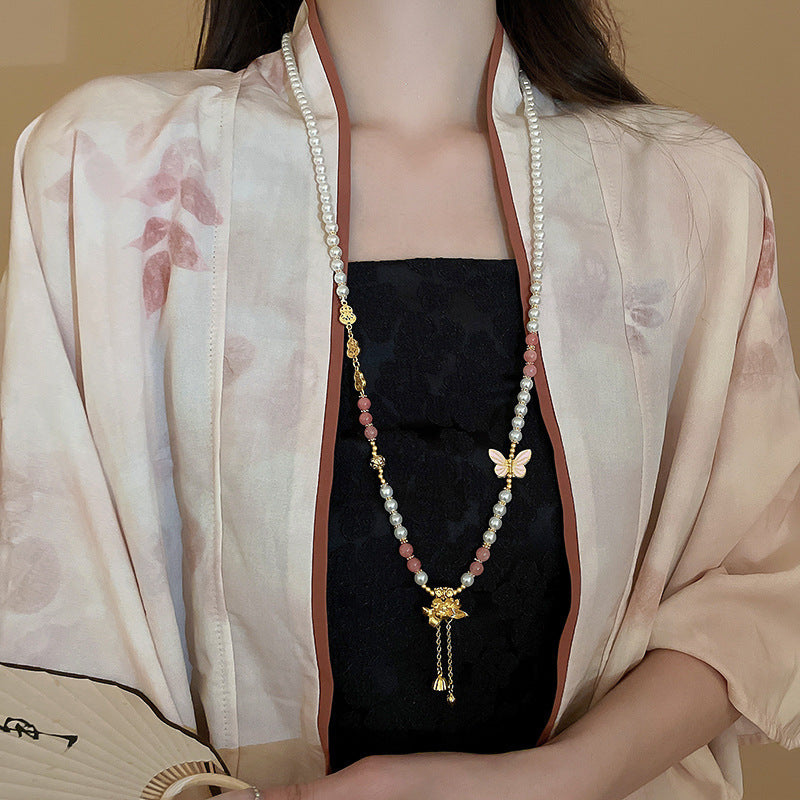 Nuevo Collar Colgante de Loto y Abanico Estilo Chino en Aleación con Baño de Oro, Diseño Geométrico, Elegante Cadena de Clavícula para Mujer
