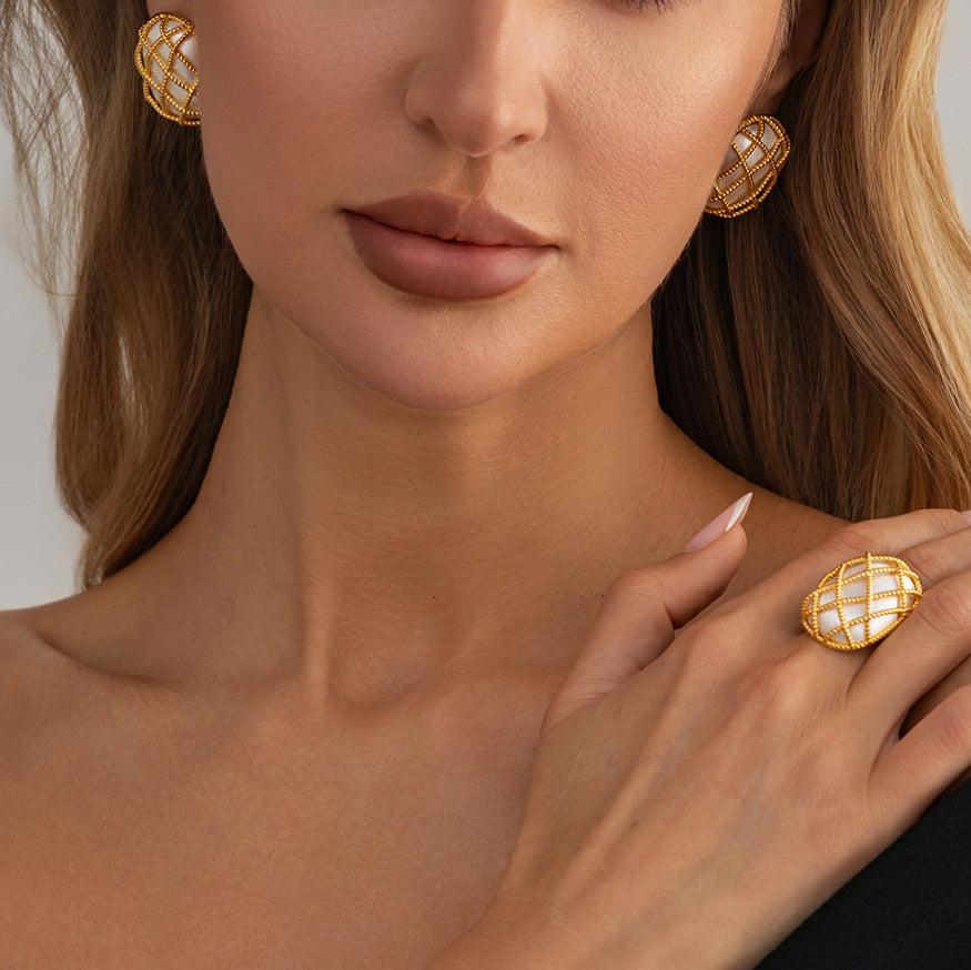 Elegant Geometric Oval Plated Zinc Alloy Earrings for Women