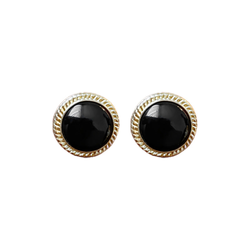 Vintage Geometric Cat's Eye Stud Earrings in Alloy with Plated Steel Posts