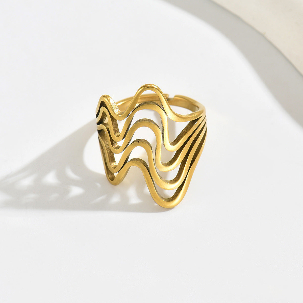 Anillo Abierto Irregular Geométrico para Mujer en Aleación de Zinc con Acabado Chapado Accesorio de Moda Minimalista Elegante