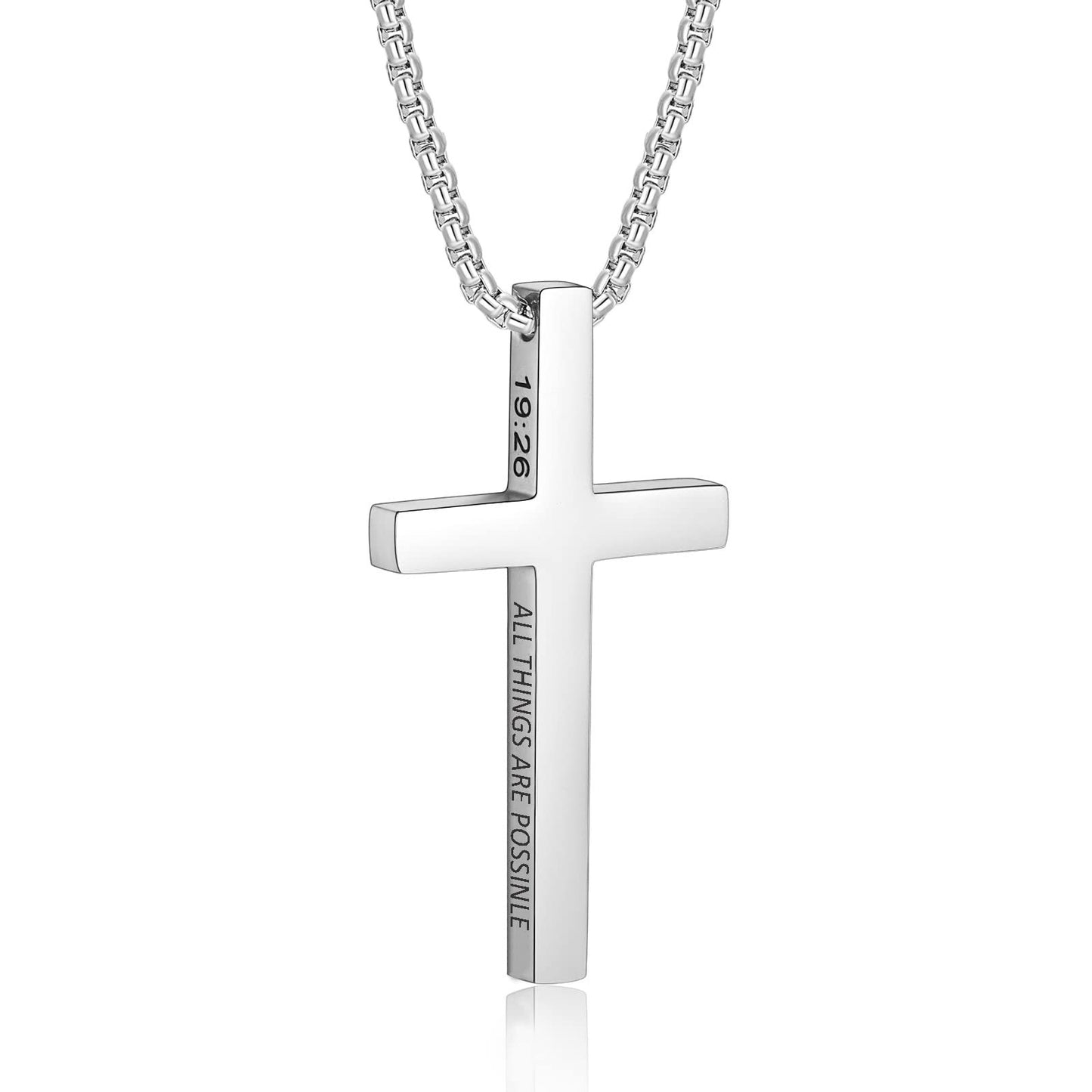 Minimalist Cross Pendant Necklace in Stainless Steel with Polished Titanium Steel Charm for Unisex Daily Wear