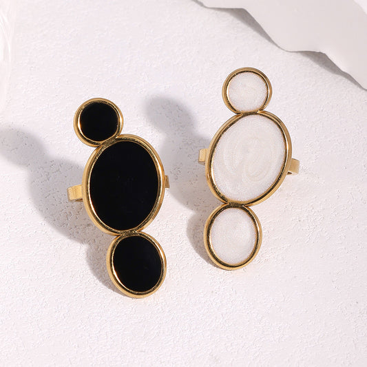 Minimalist Geometric Stainless Steel Open Ring with 18K Gold Plating for Women, Hypoallergenic and Fade-Resistant Luxury Jewelry