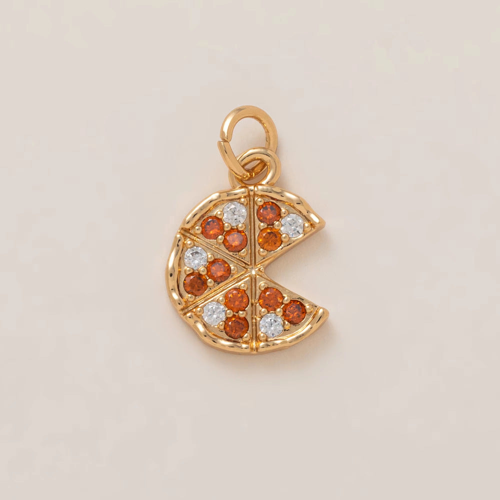 Minimalist Luxury 18K Gold Plated Brass Food Pendant with Cubic Zirconia