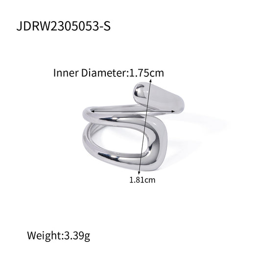 Anello da donna in acciaio inossidabile geometrico di lusso minimalista PVD con zirconi cubici