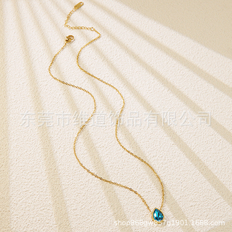 Minimalist Heart Teardrop Geometric Stainless Steel Plated Pendant Necklace for Women