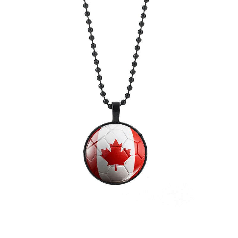 Collana Unisex Casual con Pendente Rotondo Geometrico di Cristallo e Catena a Sfera Placcata in Lega