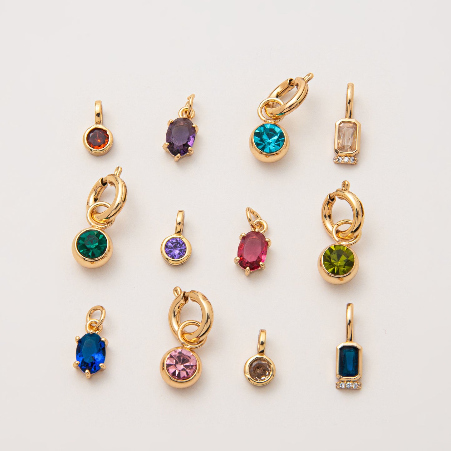 Vintage Geometric Stainless Steel 18K Gold PVD Plated DIY Charm Bar Necklace with 12 Birthstones