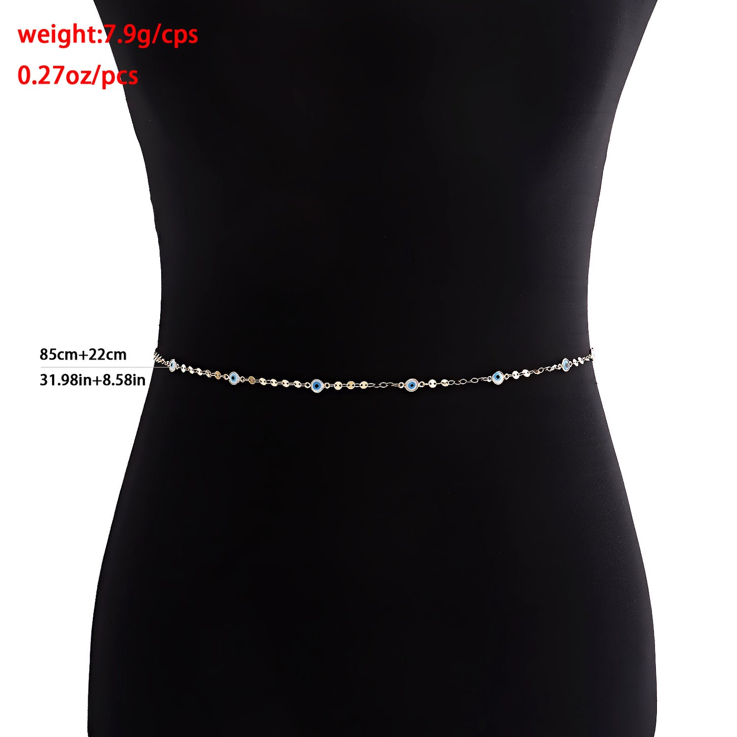 Minimalist Punk Geometric Round Evil Eye Waist Chain for Women