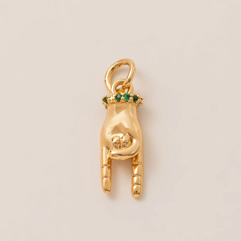 Minimalist Luxury 18K Gold Plated Cross Brass Pendant with Cubic Zirconia for Unisex