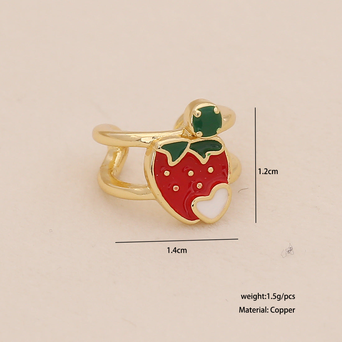 Cute Fruit-Shaped Enamel Cherry Strawberry Apple Stud Earrings for Women in Copper