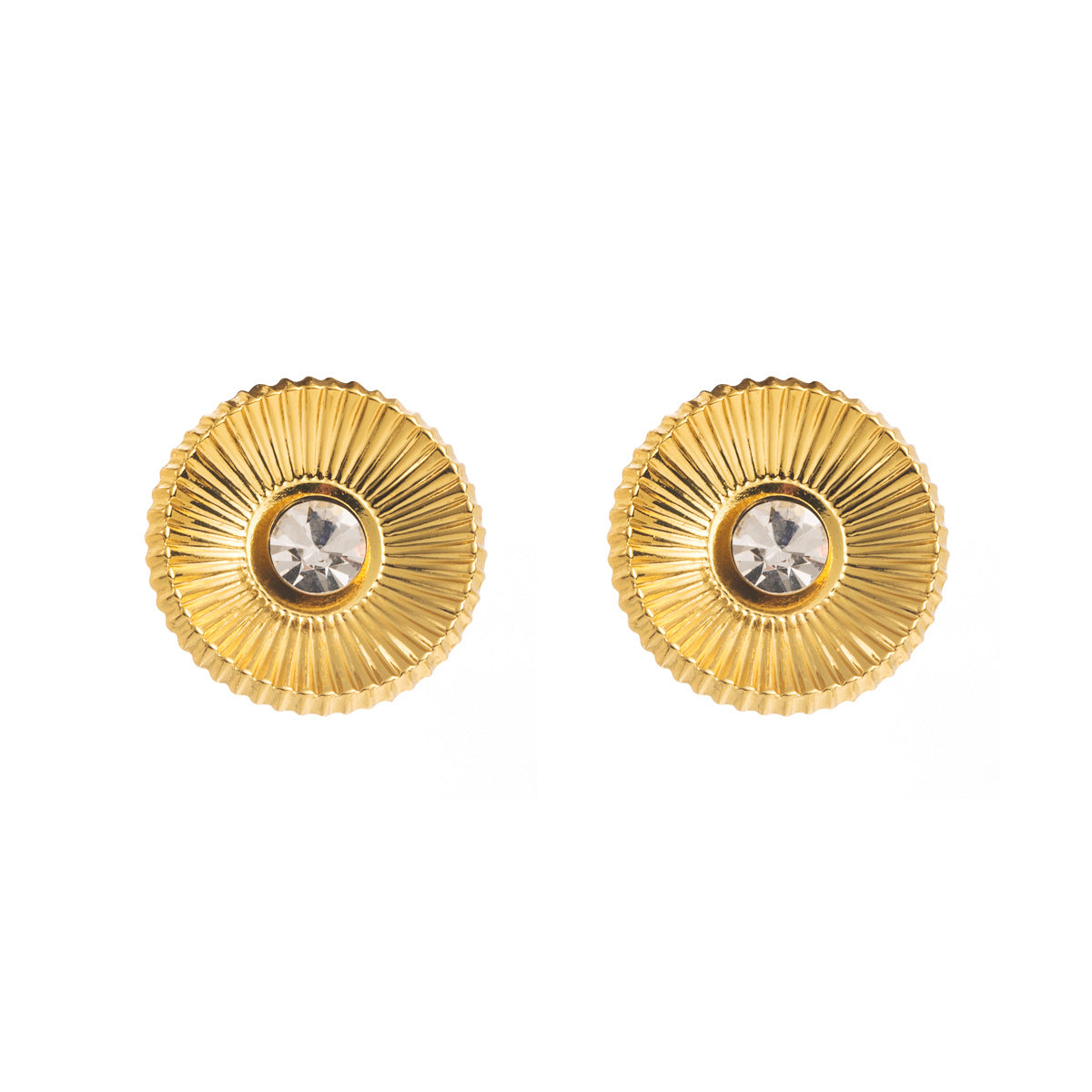 Orecchini a perno da donna Fashion OL geometrici in acciaio inossidabile placcato 18K con strass