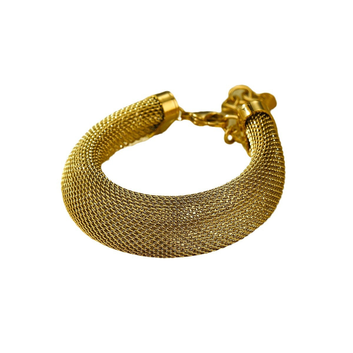 Pulsera de Acero Inoxidable con Malla Geométrica para Mujer con Acabado Chapado, Diseño Hueco, Accesorio de Moda Resistente a la Decoloración