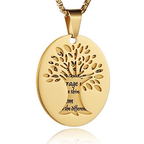 Natural Style Oval Double-Layer Stainless Steel Necklace with Polished Titanium Steel Prayer Pendant