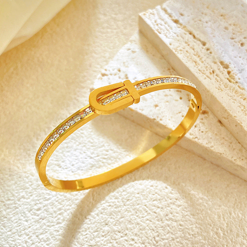 Luxury Minimalist Titanium Steel Plated Bracelet with Starry Sky Pattern