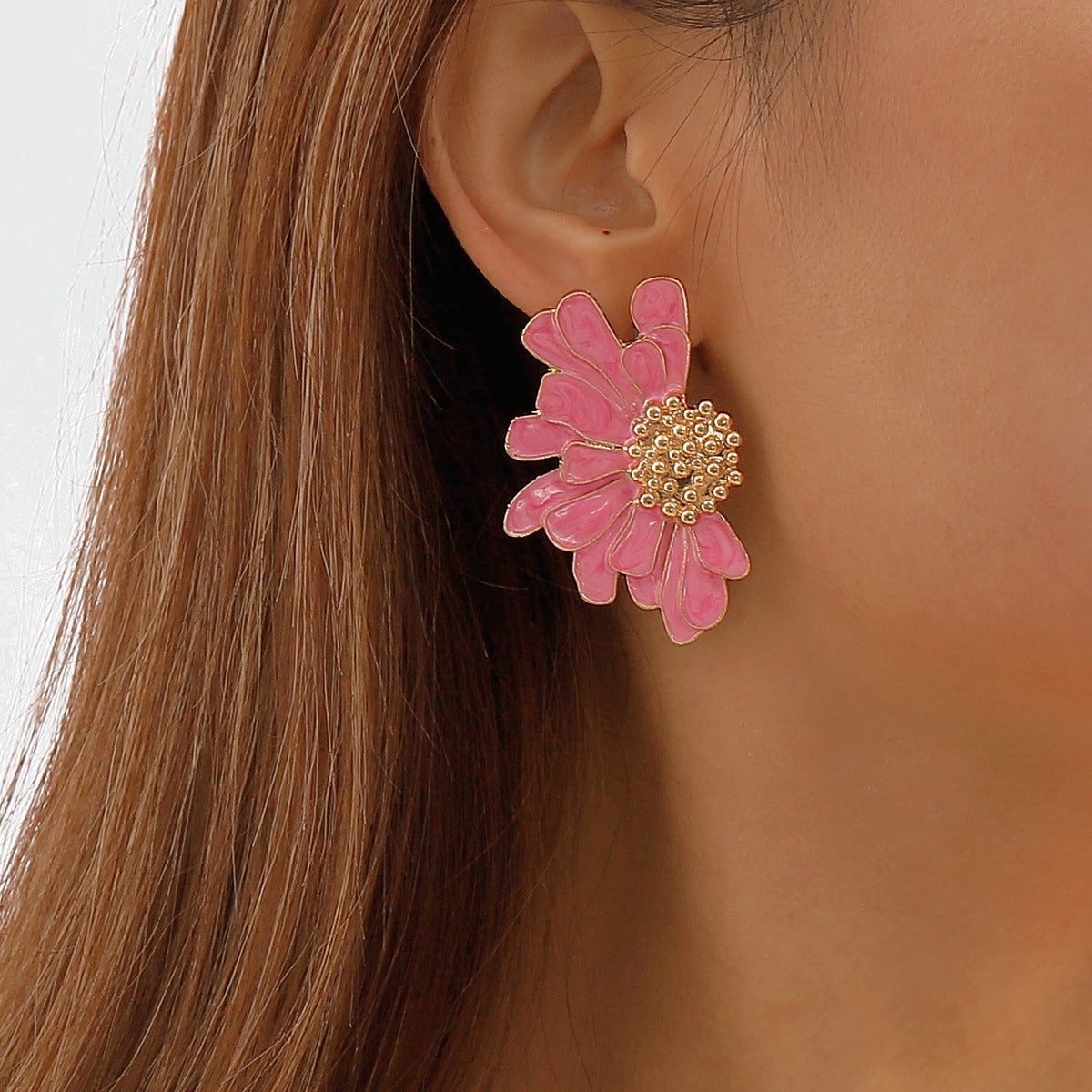 E8418 Pendientes de Aleación Florales Geométricos para Mujer Estilo Vintage Dulce-Genial Joyería Chapada