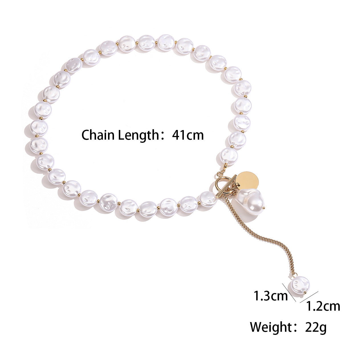 Minimalist Geometric Baroque Pearl Titanium Steel Necklace for Women