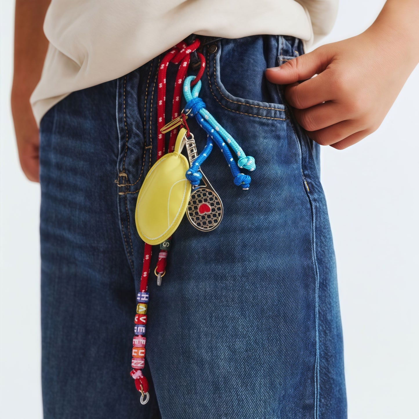 Fruit Pattern Plated Brass Bag Charm Keychain with Cherry Pepper Soccer Bow Designs