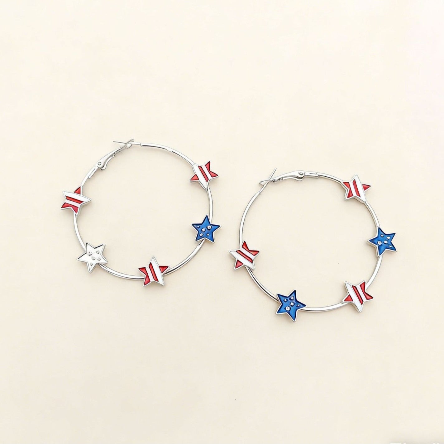 Star Drip Oil Plated Stainless Steel Hoop Earrings for Women