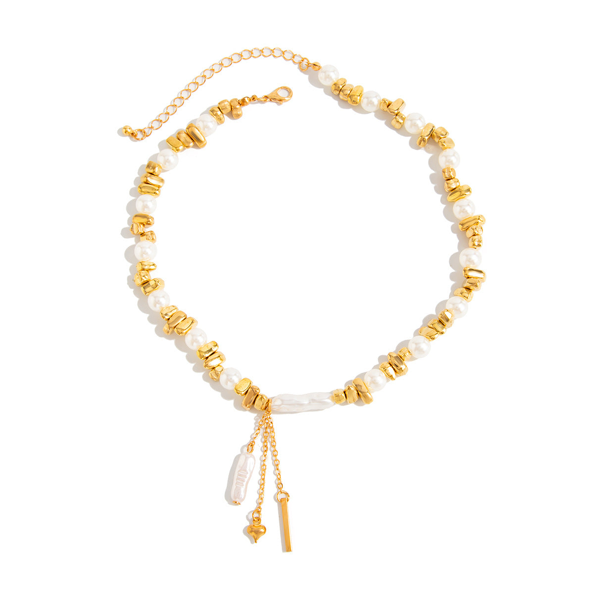 Elegant Geometric Star Irregular Pearl Plated Iron Alloy Pendant Necklace for Women