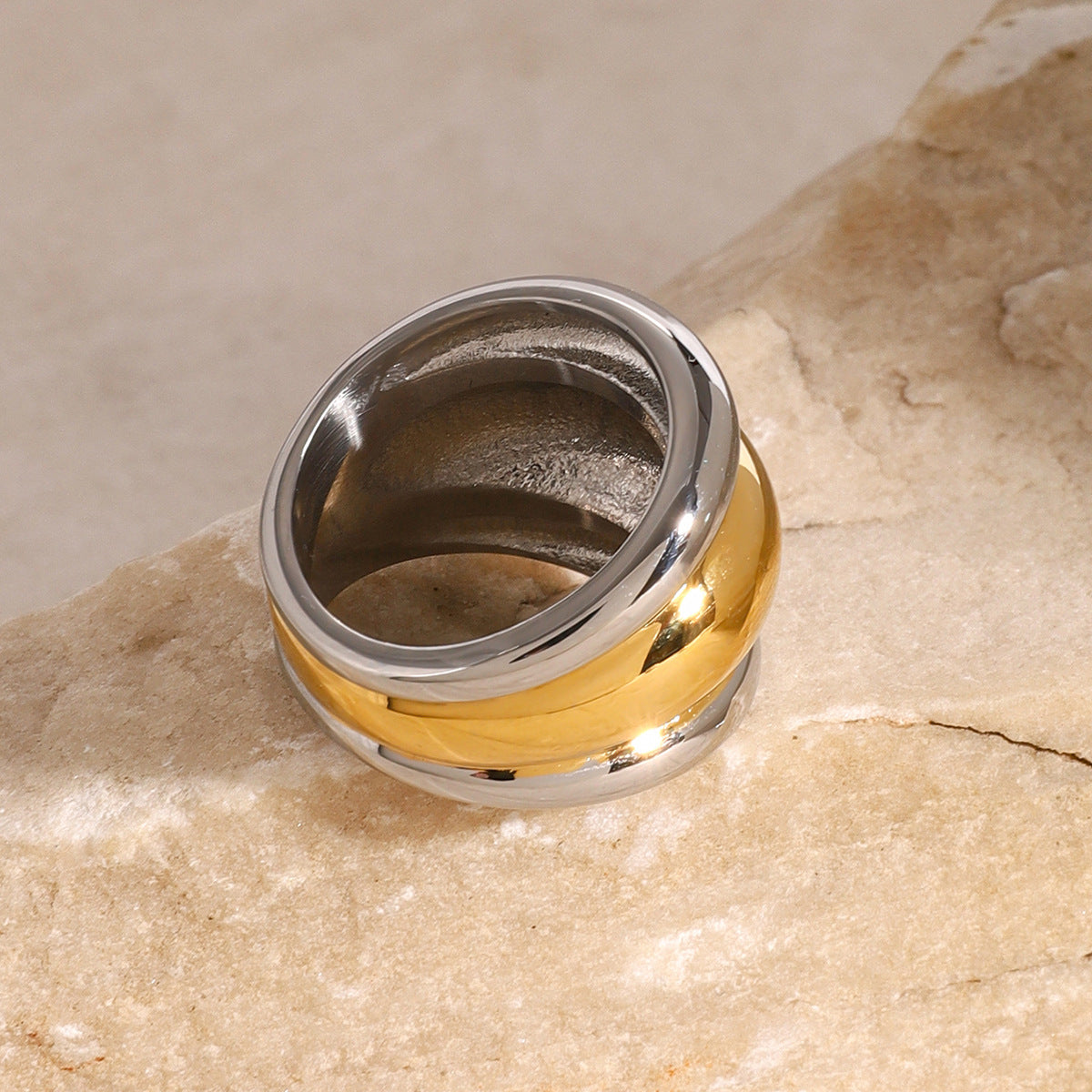 Minimalist Geometric Stainless Steel Plated Ring for Women