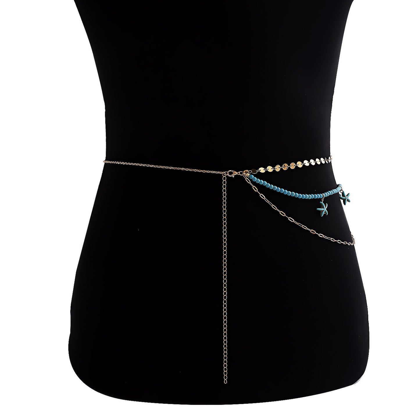 Bohemian Punk Multi-Layer Turquoise Starfish Pendant Waist Chain for Women