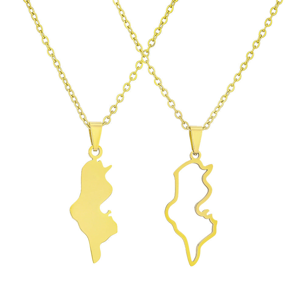 Collana Pendente Minimalista Geometrica Placcata in Acciaio al Titanio Unisex con Catena a O