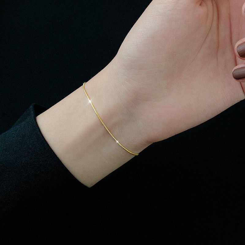Minimalist Geometric Titanium Steel Anklet for Women with Snake Chain Design
