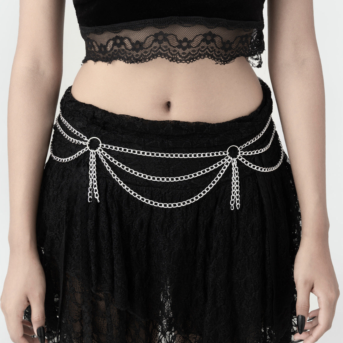 Gothic Hip-hop Cross Tassel Body Chain Zinc Alloy Polished Waist Jewelry for Women